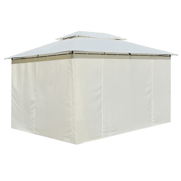 vidaXL Paviljong med draperier 4x3 m vit -  Partytält & paviljoner