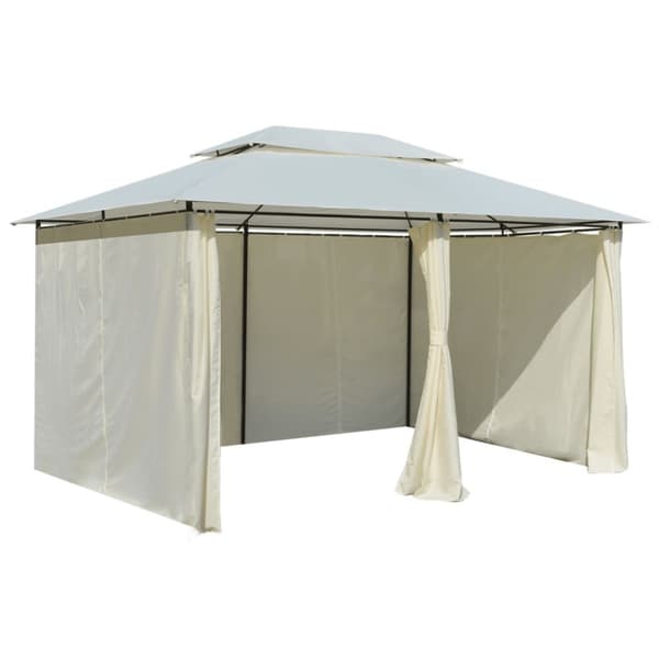 vidaXL Paviljong med draperier 4x3 m vit -  Partytält & paviljoner