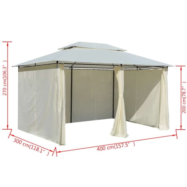 vidaXL Paviljong med draperier 4x3 m vit -  Partytält & paviljoner