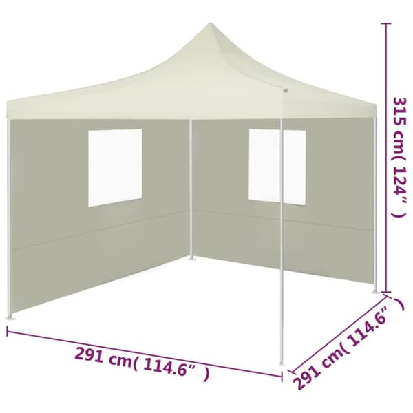 vidaXL Kokoontaitettava juhlateltta 2 seinää 3x3 m kerma -  Katokset & huvimajat