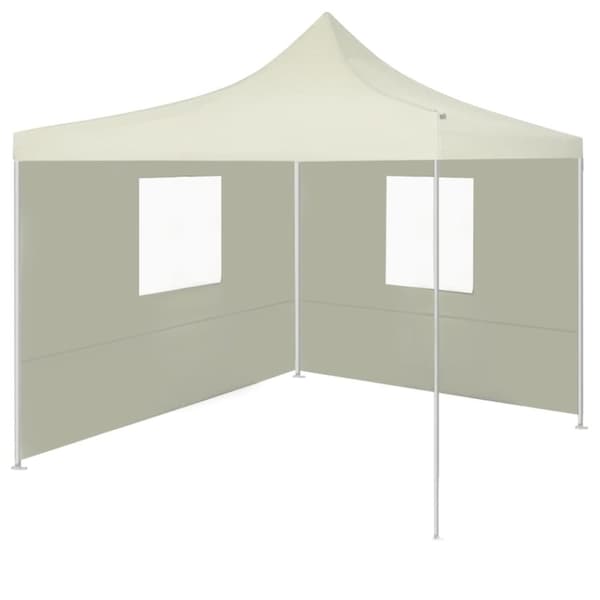vidaXL Kokoontaitettava juhlateltta 2 seinää 3x3 m kerma -  Katokset & huvimajat