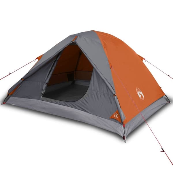 vidaXL 3-personers campingtelt vandtæt kuppel grå og orange -  Telte