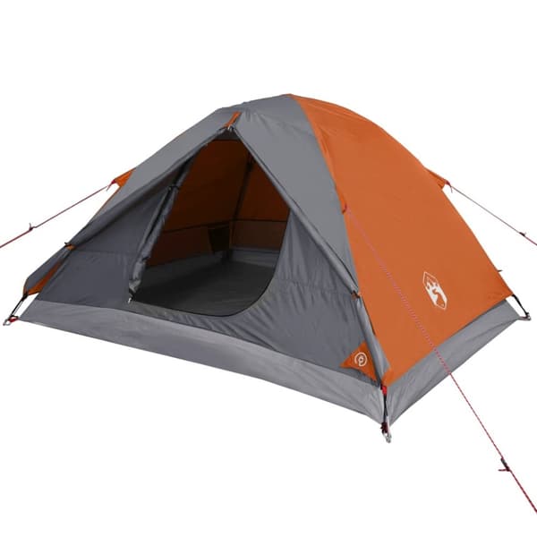 vidaXL 3-personers campingtelt vandtæt kuppel grå og orange -  Telte