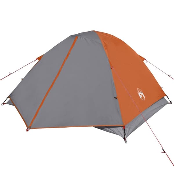 vidaXL 3-personers campingtelt vandtæt kuppel grå og orange -  Telte