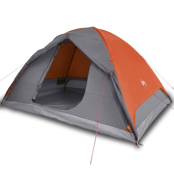 vidaXL 6-personers campingtelt vandtæt kuppel grå og orange -  Telte