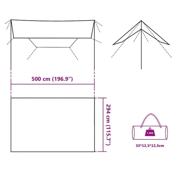 vidaXL tarp 500x294 cm vandtæt grå og orange