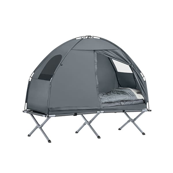 Rootz All-in-One campingsæt - Pop-up telt - Transportabel lejrseng - Udendørs sovesystem - Slidstærkt Oxford Nylon - Myggebeskyttelse - Nem transport