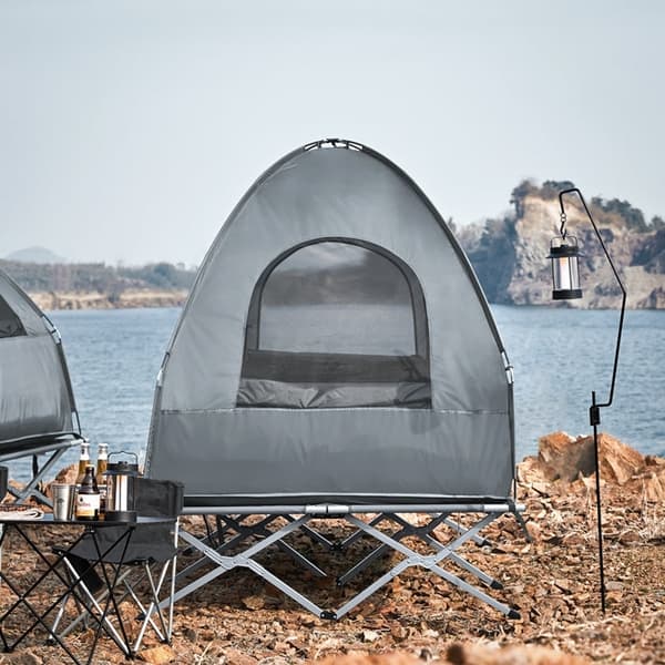 Rootz 4-in-1 Camping Telttapaketti 2 hengelle - Pop-Up-teltta - Telttasänky lepotuoleilla - Kestävä Oxford Nylon - Vedenpitävä polyesteri - Helppo kul