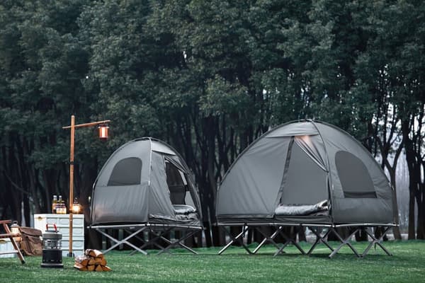 Rootz 4-in-1 Camping Telttapaketti 2 hengelle - Pop-Up-teltta - Telttasänky lepotuoleilla - Kestävä Oxford Nylon - Vedenpitävä polyesteri - Helppo kul