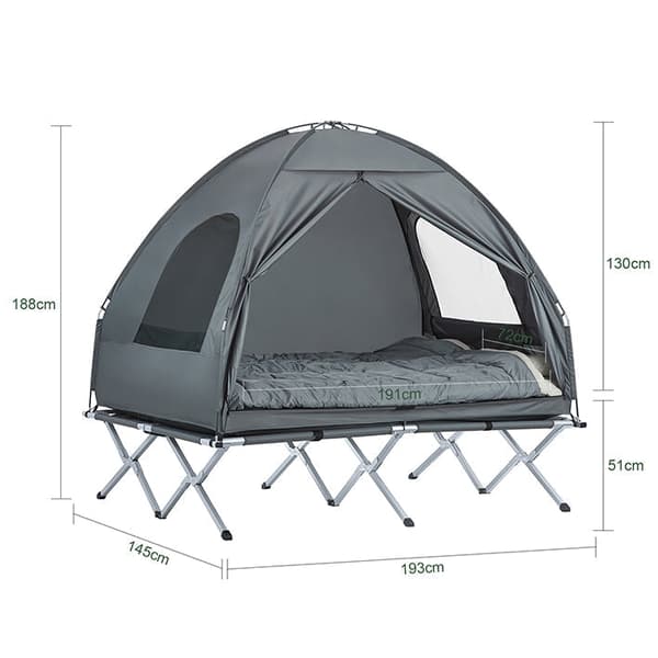 Rootz 4-in-1 Camping Telttapaketti 2 hengelle - Pop-Up-teltta - Telttasänky lepotuoleilla - Kestävä Oxford Nylon - Vedenpitävä polyesteri - Helppo kul