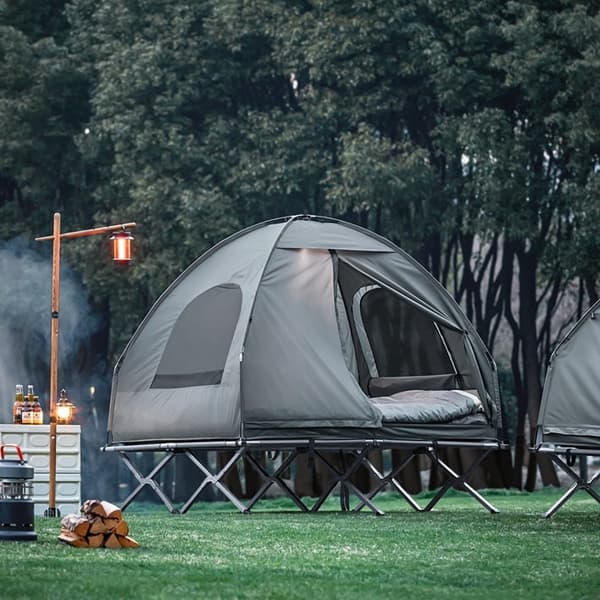 Rootz 4-in-1 Camping Telttapaketti 2 hengelle - Pop-Up-teltta - Telttasänky lepotuoleilla - Kestävä Oxford Nylon - Vedenpitävä polyesteri - Helppo kul