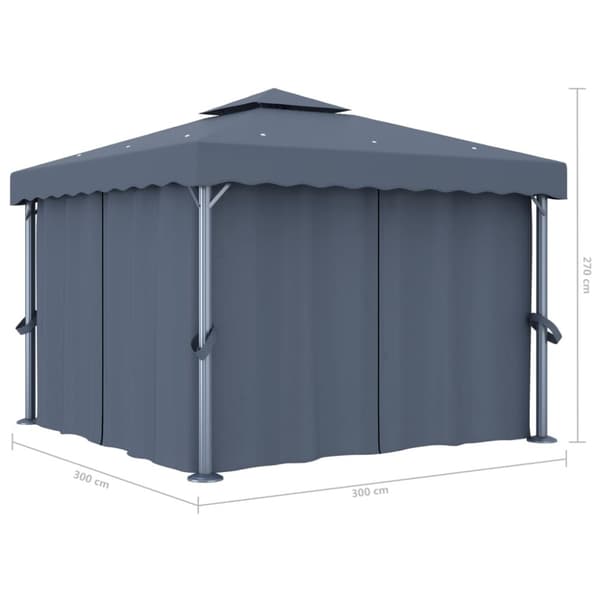 The Living Store pavillon med gardin 3x3 m aluminium antracitgrå -  Festtelte & havepavilloner
