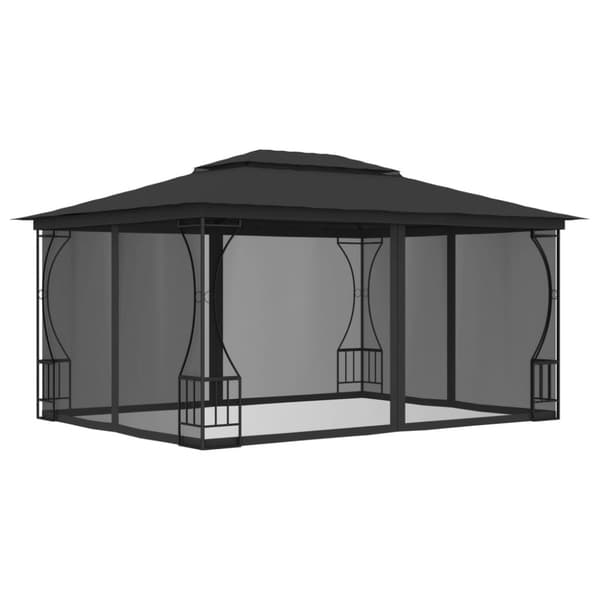 The Living Store pavillon med net 300x400x265 cm antracitgrå - Festtelte & havepavilloner