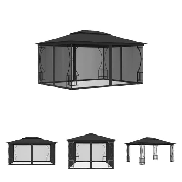 The Living Store pavillon med net 300x400x265 cm antracitgrå - Festtelte & havepavilloner