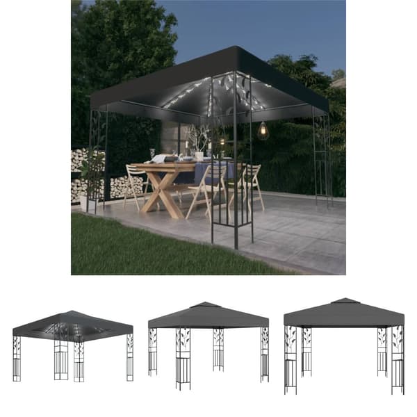 The Living Store Paviljong med ljusslinga LED 3x3 m antracit -  Partytält & paviljoner