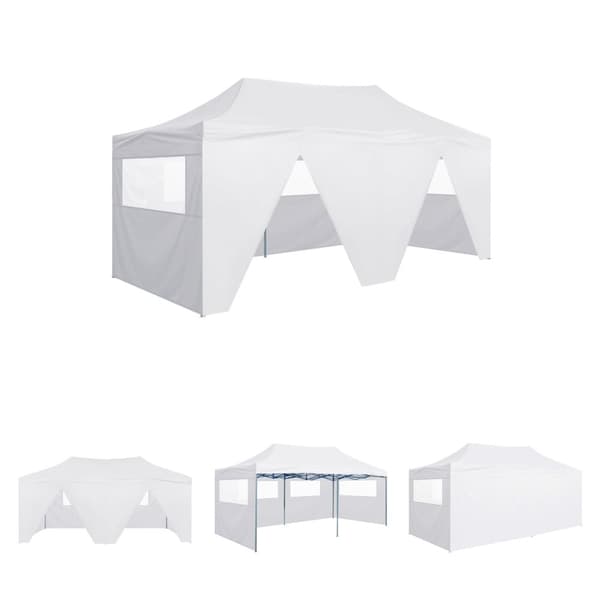 The Living Store foldbart festtelt med 4 sidevægge 3 x 6 m stål hvid -  Festtelte & havepavilloner