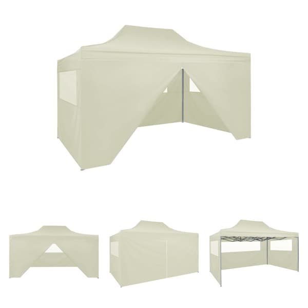 The Living Store foldbart festtelt med 4 sidevægge 3x4 m stål cremefarvet -  Festtelte & havepavilloner