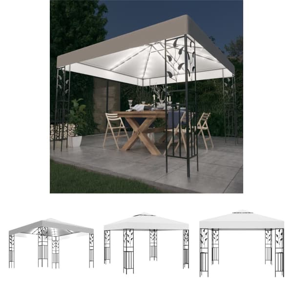 The Living Store Paviljong med ljusslinga LED 3x3 m vit -  Partytält & paviljoner