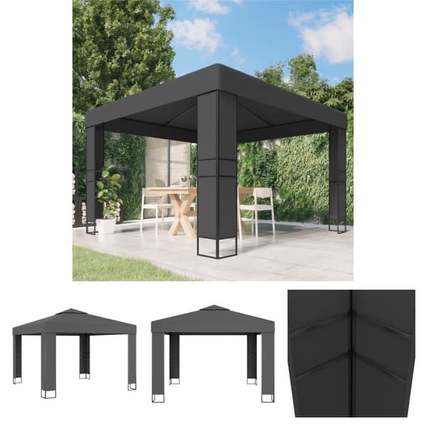 The Living Store pavillon med dobbelttag 3x3 m antracitgrå -  Festtelte & havepavilloner