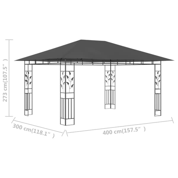 The Living Store Huvimaja hyttysverkolla 4x3x2,73 m antrasiitti 180 g/m² -  Katokset & huvimajat