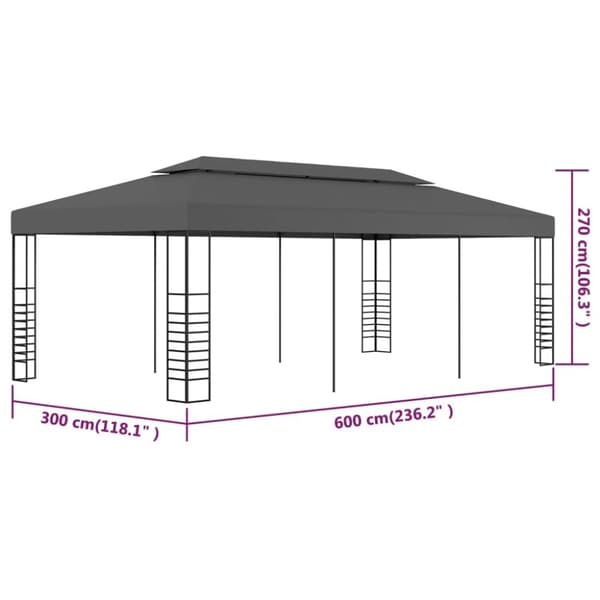 The Living Store Paviljong 3x6 m antracit -  Partytält & paviljoner