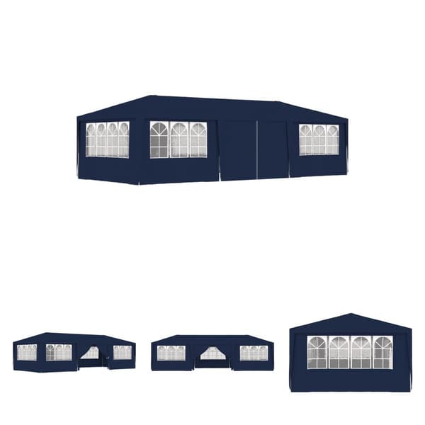 The Living Store Professionellt partytält med väggar 4x9 m blå 90 g/m² -  Partytält & paviljoner