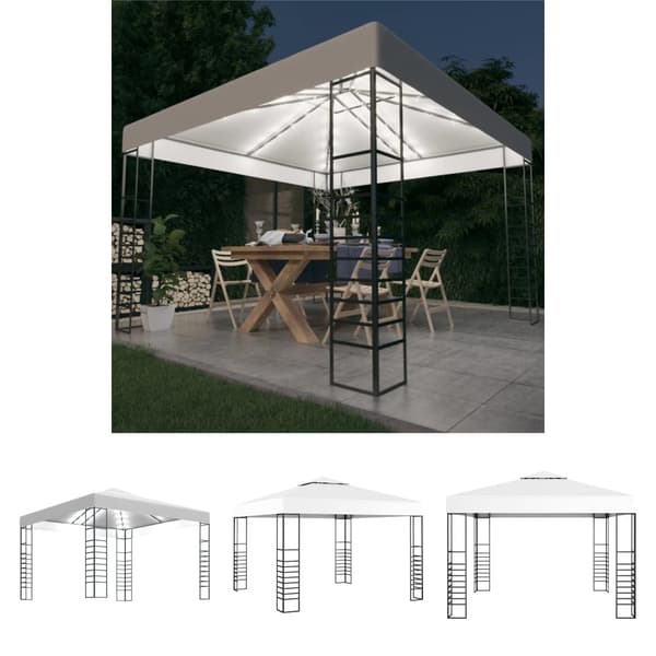 The Living Store Puutarhakatos LED-valonauhoilla 3x3 m valkoinen -  Katokset & huvimajat