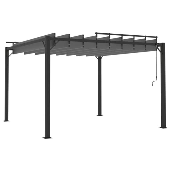The Living Store Paviljong med lamelltak 3x3 m antracit tyg och aluminium -  Partytält & paviljoner