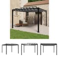 Miniatyrbild 1 av 9: The Living Store Paviljong med lamelltak 3x3 m antracit tyg och aluminium -  Partytält & paviljoner