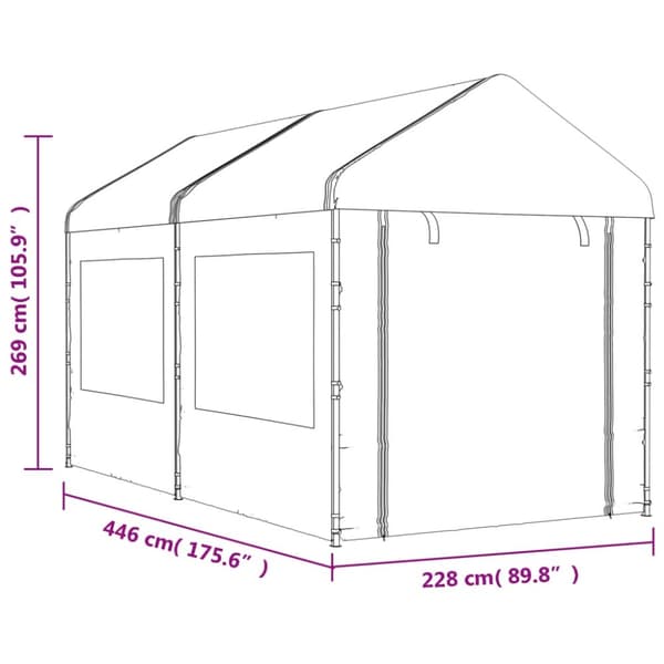 The Living Store Huvimaja katolla valkoinen 4,46x2,28x2,69 m polyeteeni -  Katokset & huvimajat