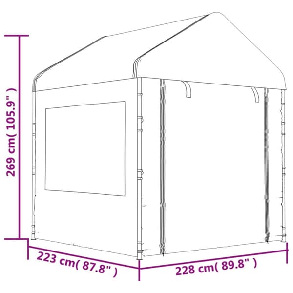 The Living Store Huvimaja katolla valkoinen 4,46x2,28x2,69 m polyeteeni -  Katokset & huvimajat