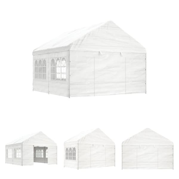 The Living Store pavillon med tag 4,46x4,08x3,22 m polyethylen hvid -  Festtelte & havepavilloner