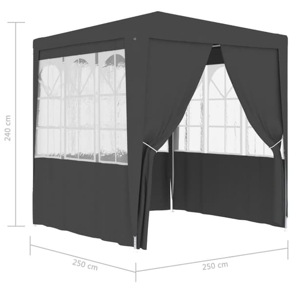 The Living Store Professionellt partytält med väggar 2,5x2,5 m antracit 90 g/m² -  Partytält & paviljoner