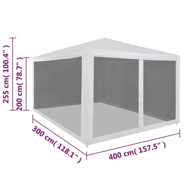 The Living Store festtelt med 4 sidevægge trådnet 4 x 3 m -  Festtelte & havepavilloner