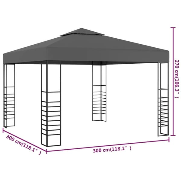 The Living Store Paviljong 3x3 m antracit -  Partytält & paviljoner