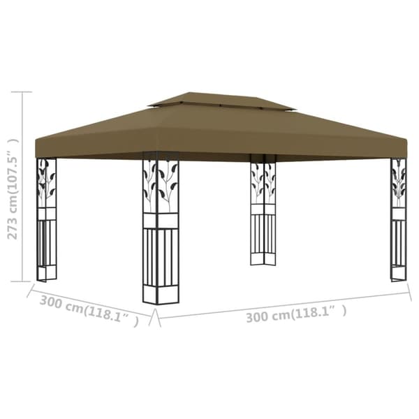 The Living Store Huvimaja kaksoiskatolla 3x4 m ruskeanharmaa 180 g/m² - Katokset & huvimajat