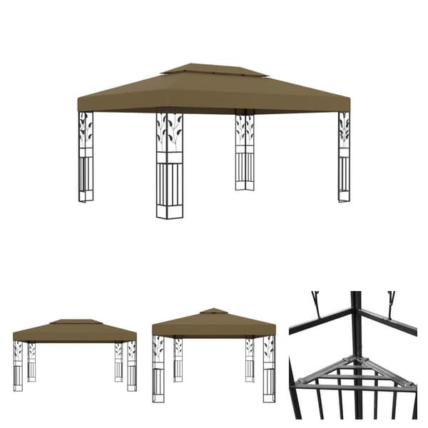 The Living Store Huvimaja kaksoiskatolla 3x4 m ruskeanharmaa 180 g/m² - Katokset & huvimajat
