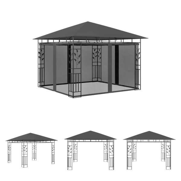The Living Store pavillon med myggenet 3x3x,2,73 m 180 g/m² antracitgrå - Festtelte & havepavilloner