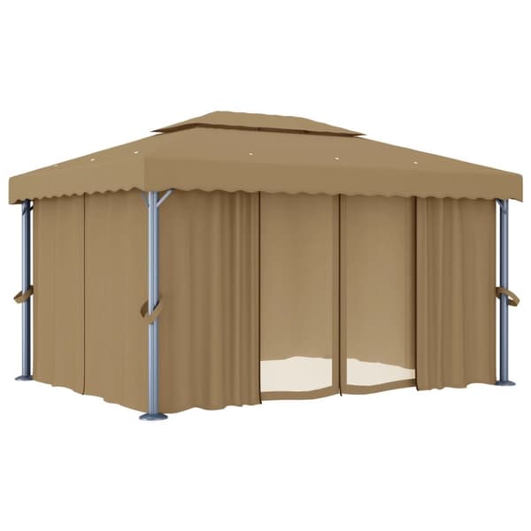 The Living Store pavillon med gardin 4x3 m aluminium gråbrun -  Festtelte & havepavilloner