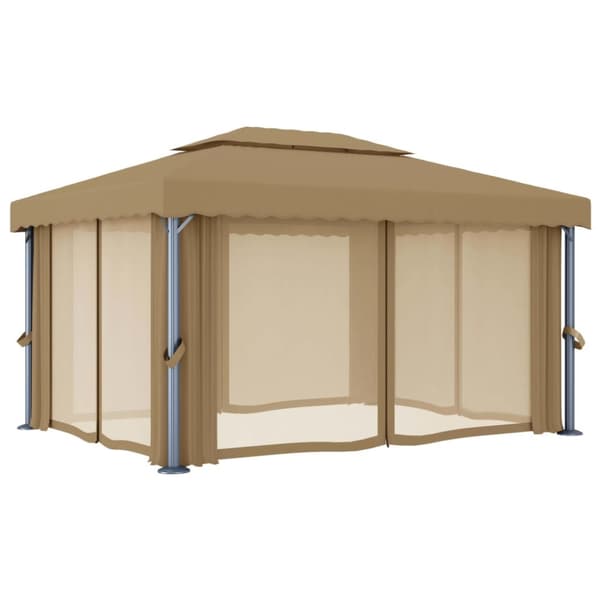 The Living Store pavillon med gardin 4x3 m aluminium gråbrun -  Festtelte & havepavilloner
