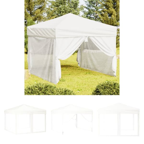 The Living Store Hopfällbart partytält med sidoväggar vit 3x3 m -  Partytält & paviljoner