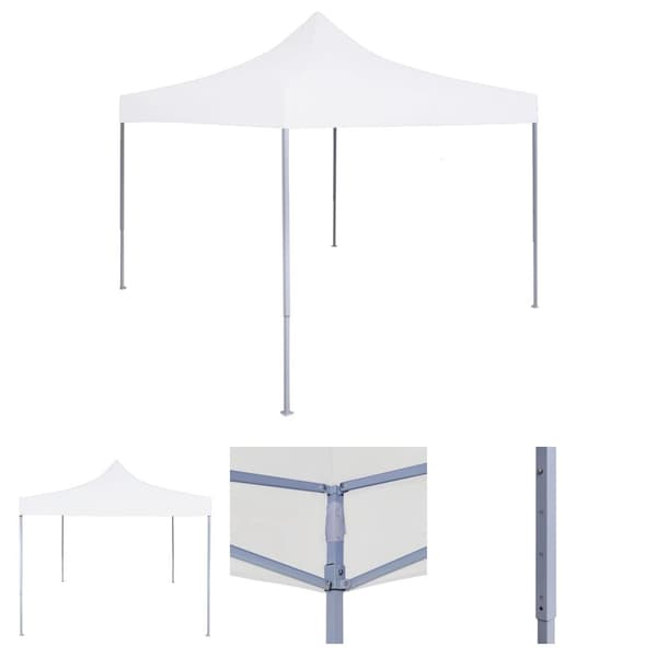 The Living Store foldbart festtelt 3 x 3 m stål hvid -  Festtelte & havepavilloner