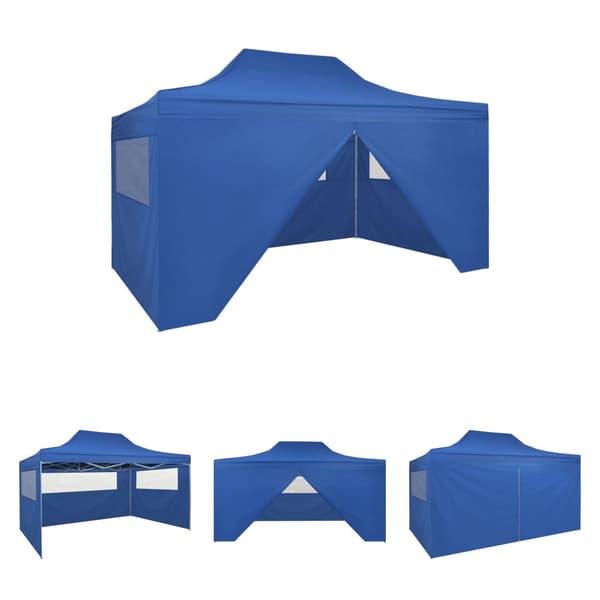 The Living Store foldbart telt pop-up med 4 sidevægge 3 x 4,5 m blå -  Festtelte & havepavilloner