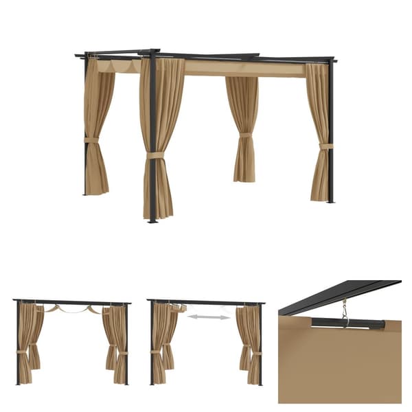 The Living Store pavillon med gardiner 3x3 m stål gråbrun -  Festtelte & havepavilloner
