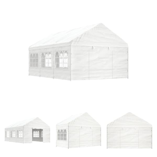 The Living Store pavillon med tag 6,69x4,08x3,22 m polyethylen hvid -  Festtelte & havepavilloner