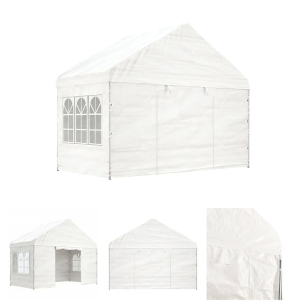 The Living Store pavillon med tag 4,08x2,23x3,22 m polyethylen hvid -  Festtelte & havepavilloner