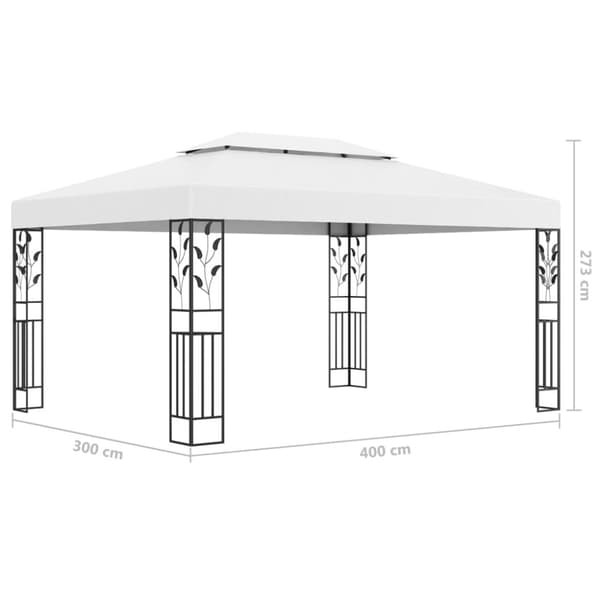 The Living Store Huvimaja tuplakatolla ja LED-valonauhoilla 3x4 m valkoinen -  Katokset & huvimajat