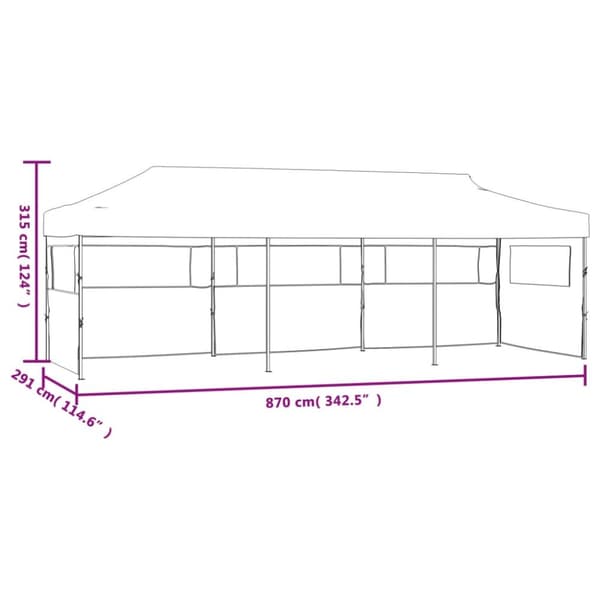 The Living Store Pop-Up hopfällbart partytält med 5 sidoväggar 3x9 m gräddvit -  Partytält & paviljoner
