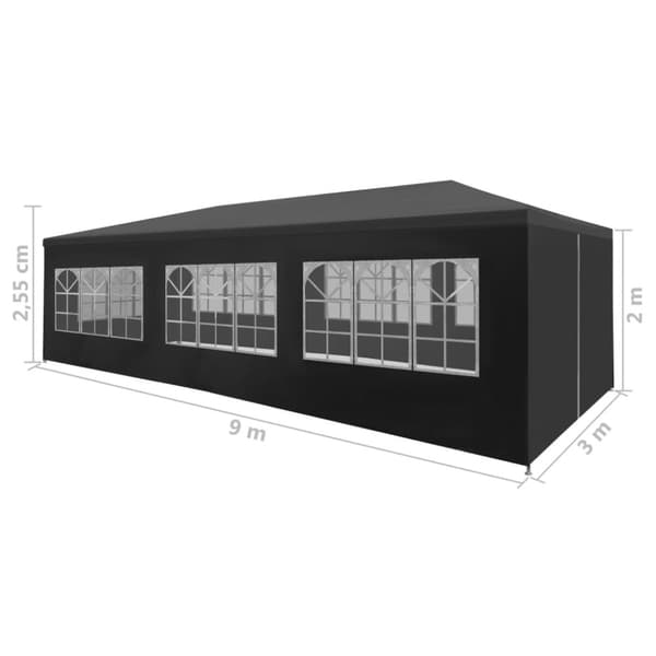 The Living Store festtelt 3 x 9 m antracitgrå -  Festtelte & havepavilloner