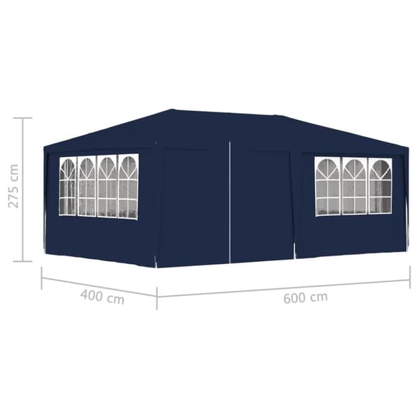 The Living Store Professionellt partytält med väggar 4x6 m blå 90 g/m² -  Partytält & paviljoner